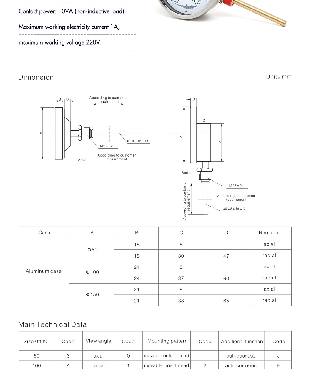 Industrial-Grade Bi-Metal Thermometer