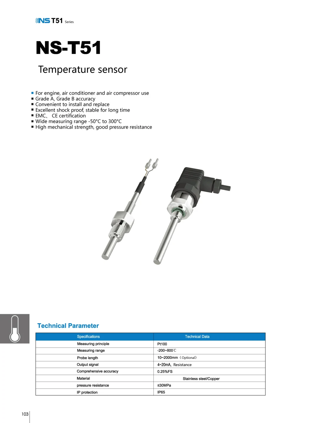 PT100 Rtd Temperature Probes Available with Transmitter