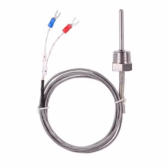 Wasserdichter geerdeter Thermoelement-Temperatursensor vom Typ K für Pid-Temperaturregler, zweiadrig, Edelstahl, NPT 1/4